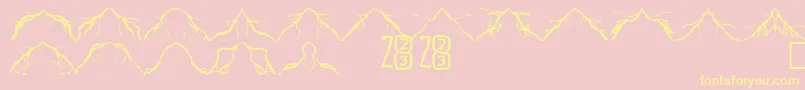 Fonte Zone23Lightning – fontes amarelas em um fundo rosa
