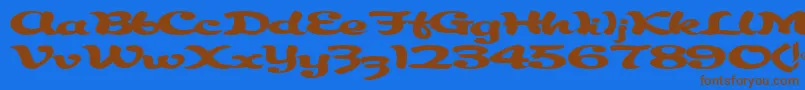 フォントAbracadabra91RegularTtext – 茶色の文字が青い背景にあります。