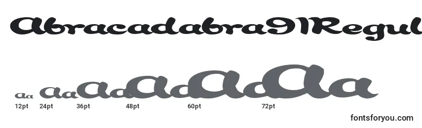 Размеры шрифта Abracadabra91RegularTtext