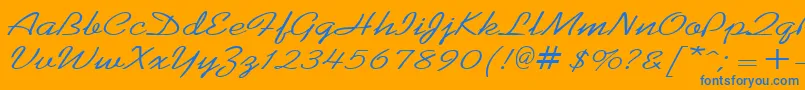 KoffeewideRegular-Schriftart – Blaue Schriften auf orangefarbenem Hintergrund