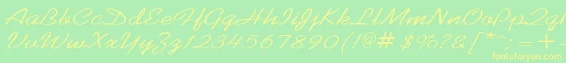 KoffeewideRegular Font – Yellow Fonts on Green Background