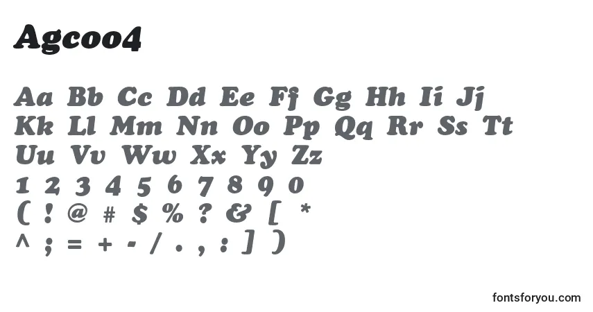Czcionka Agcoo4 – alfabet, cyfry, specjalne znaki
