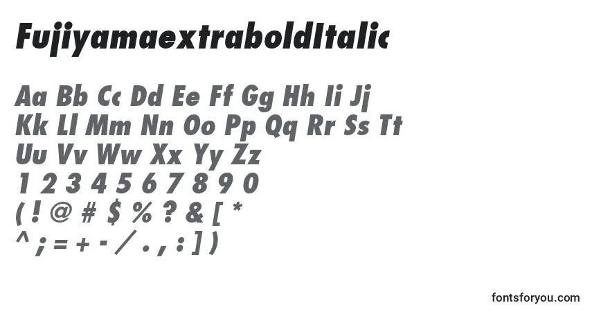 Schriftart FujiyamaextraboldItalic – Alphabet, Zahlen, spezielle Symbole