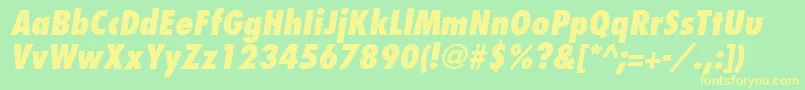 FujiyamaextraboldItalic-Schriftart – Gelbe Schriften auf grünem Hintergrund