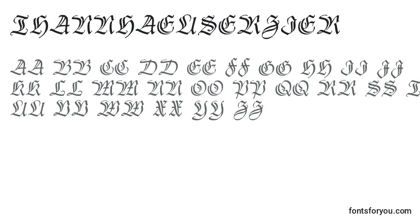 A fonte Thannhaeuserzier (114298) – alfabeto, números, caracteres especiais