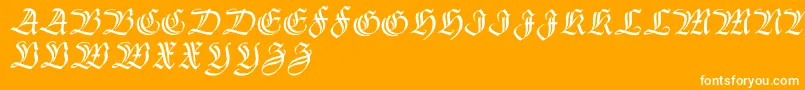 Thannhaeuserzier-Schriftart – Weiße Schriften auf orangefarbenem Hintergrund