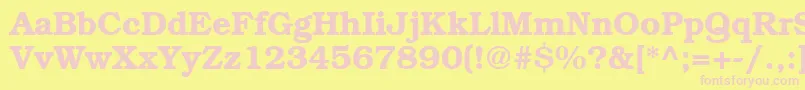 BookwomanDemish-fontti – vaaleanpunaiset fontit keltaisella taustalla