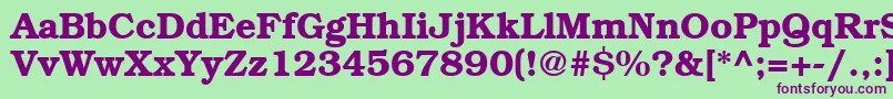 BookwomanDemish Font – Purple Fonts on Green Background