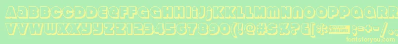 Strenuous3D Font – Yellow Fonts on Green Background