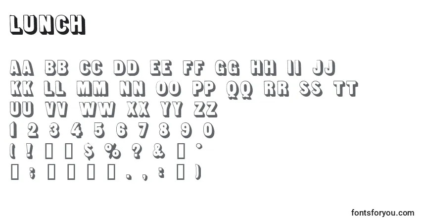 Шрифт Lunch – алфавит, цифры, специальные символы