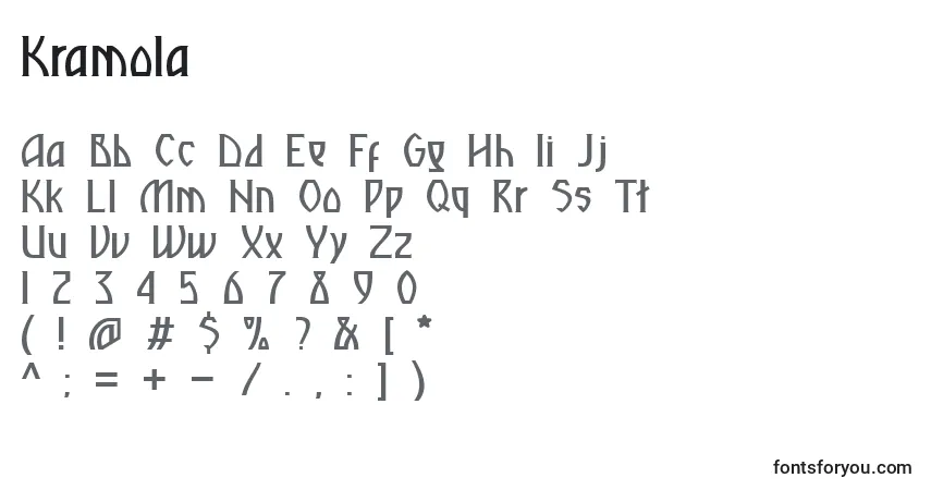 Schriftart Kramola – Alphabet, Zahlen, spezielle Symbole