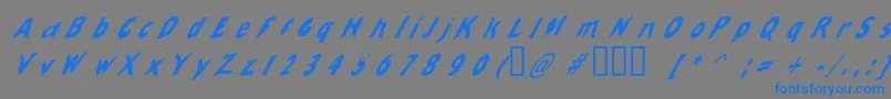 フォントSlantalic – 灰色の背景に青い文字