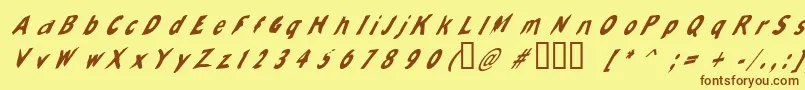 Шрифт Slantalic – коричневые шрифты на жёлтом фоне