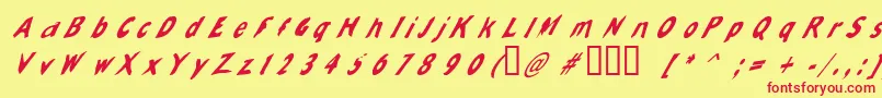 Slantalic Font – Red Fonts on Yellow Background