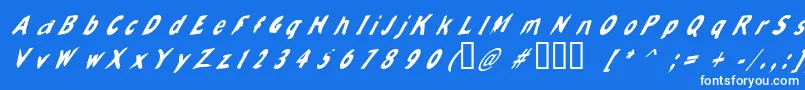 フォントSlantalic – 青い背景に白い文字