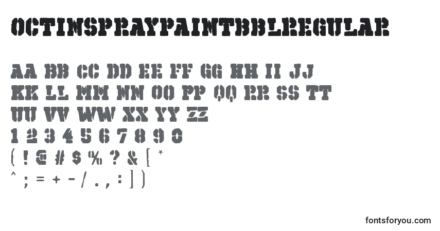 A fonte OctinspraypaintbblRegular – alfabeto, números, caracteres especiais