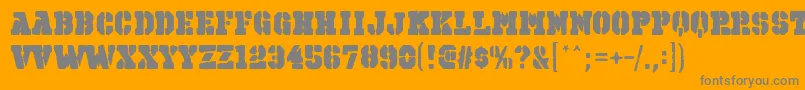 Czcionka OctinspraypaintbblRegular – szare czcionki na pomarańczowym tle