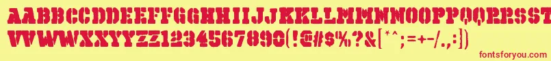 フォントOctinspraypaintbblRegular – 赤い文字の黄色い背景