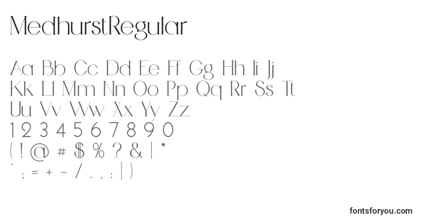 Schriftart MedhurstRegular – Alphabet, Zahlen, spezielle Symbole