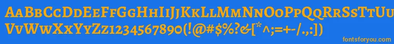 フォントAlegreyascBold – オレンジ色の文字が青い背景にあります。