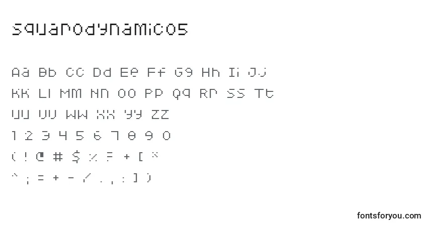 Schriftart Squarodynamic05 – Alphabet, Zahlen, spezielle Symbole