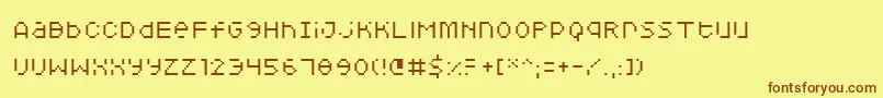 フォントSquarodynamic05 – 茶色の文字が黄色の背景にあります。