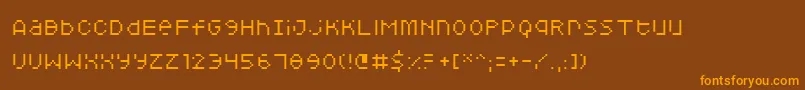 フォントSquarodynamic05 – オレンジ色の文字が茶色の背景にあります。