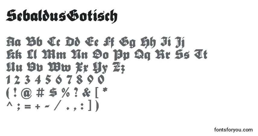 Czcionka SebaldusGotisch – alfabet, cyfry, specjalne znaki