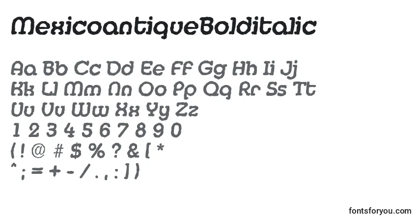A fonte MexicoantiqueBolditalic – alfabeto, números, caracteres especiais