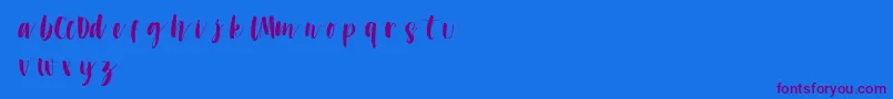 DontclickmeDemo-Schriftart – Violette Schriften auf blauem Hintergrund