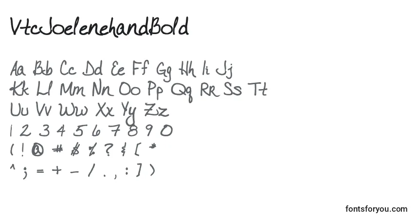 A fonte VtcJoelenehandBold – alfabeto, números, caracteres especiais