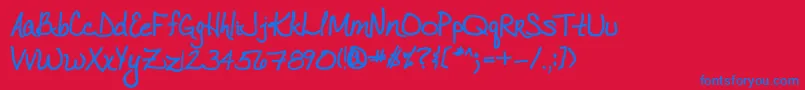 VtcJoelenehandBold Font – Blue Fonts on Red Background