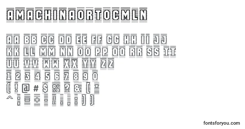 A fonte AMachinaortocmln – alfabeto, números, caracteres especiais