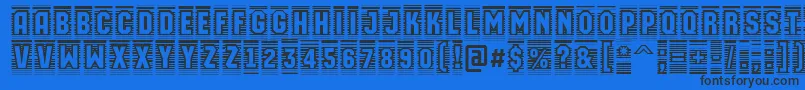 AMachinaortocmln-Schriftart – Schwarze Schriften auf blauem Hintergrund