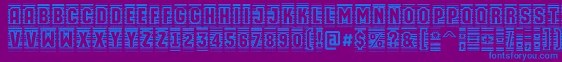 AMachinaortocmln-Schriftart – Blaue Schriften auf violettem Hintergrund