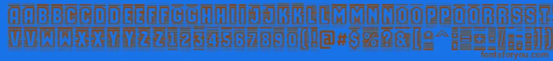 AMachinaortocmln-Schriftart – Braune Schriften auf blauem Hintergrund