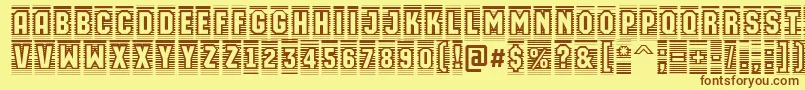 AMachinaortocmln-Schriftart – Braune Schriften auf gelbem Hintergrund