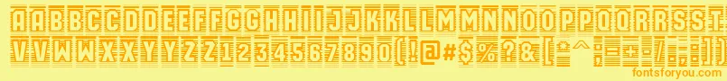 AMachinaortocmln-Schriftart – Orangefarbene Schriften auf gelbem Hintergrund