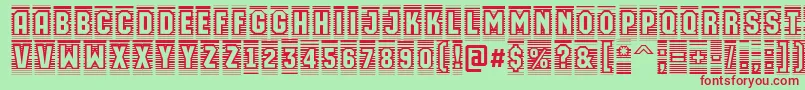 フォントAMachinaortocmln – 赤い文字の緑の背景