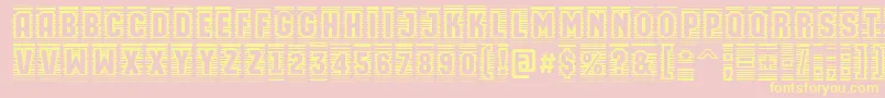 AMachinaortocmln-Schriftart – Gelbe Schriften auf rosa Hintergrund