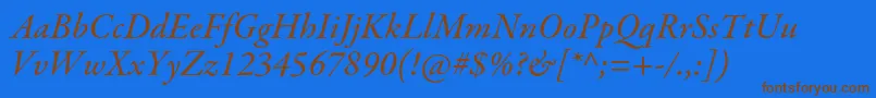 GaramondpremrproMedit Font – Brown Fonts on Blue Background