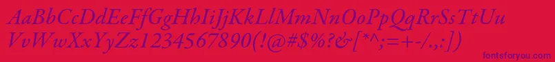 GaramondpremrproMedit Font – Purple Fonts on Red Background