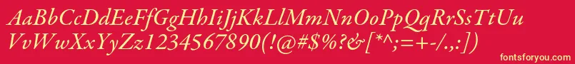 GaramondpremrproMedit Font – Yellow Fonts on Red Background