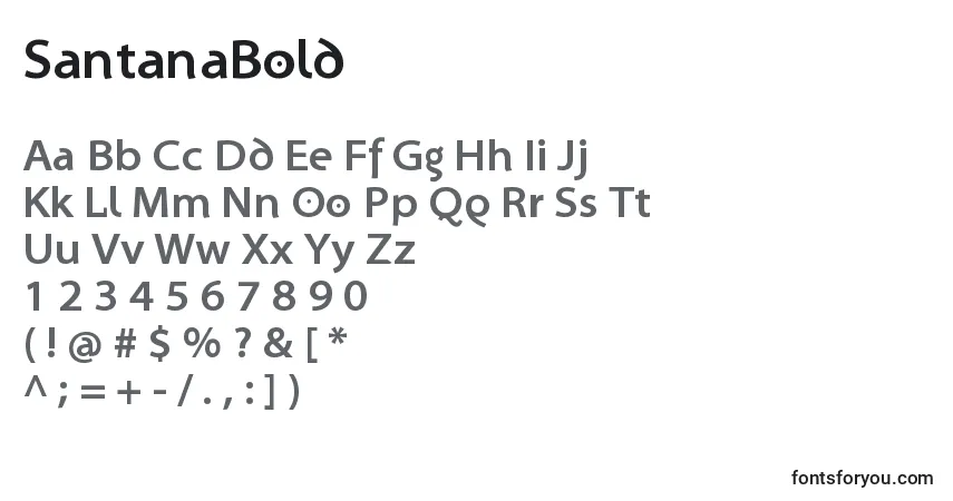 A fonte SantanaBold – alfabeto, números, caracteres especiais