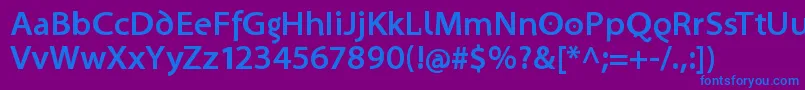 フォントSantanaBold – 紫色の背景に青い文字