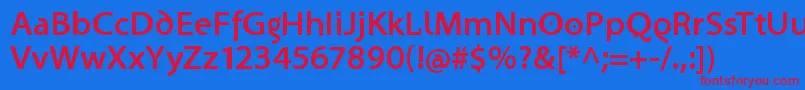 フォントSantanaBold – 赤い文字の青い背景