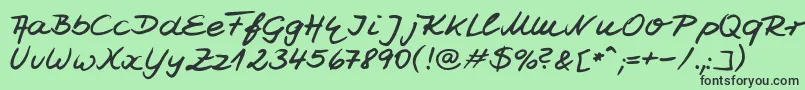 フォントJesco7Handwriting – 緑の背景に黒い文字