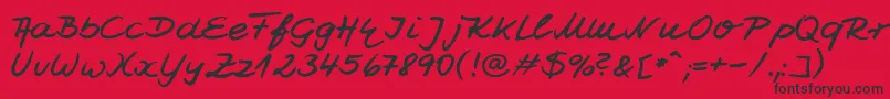 Fonte Jesco7Handwriting – fontes pretas em um fundo vermelho