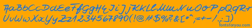 Шрифт Jesco7Handwriting – синие шрифты на оранжевом фоне