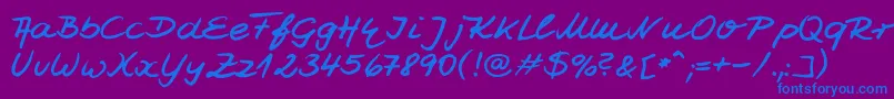 フォントJesco7Handwriting – 紫色の背景に青い文字